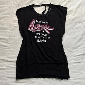 Hysteric Glamour black band graphic tee with cut out and buckle back detail